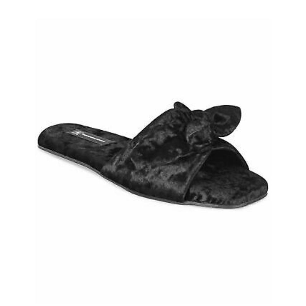 NWT INC International Concepts Women's Crushed-Velvet Knot Slippers Black